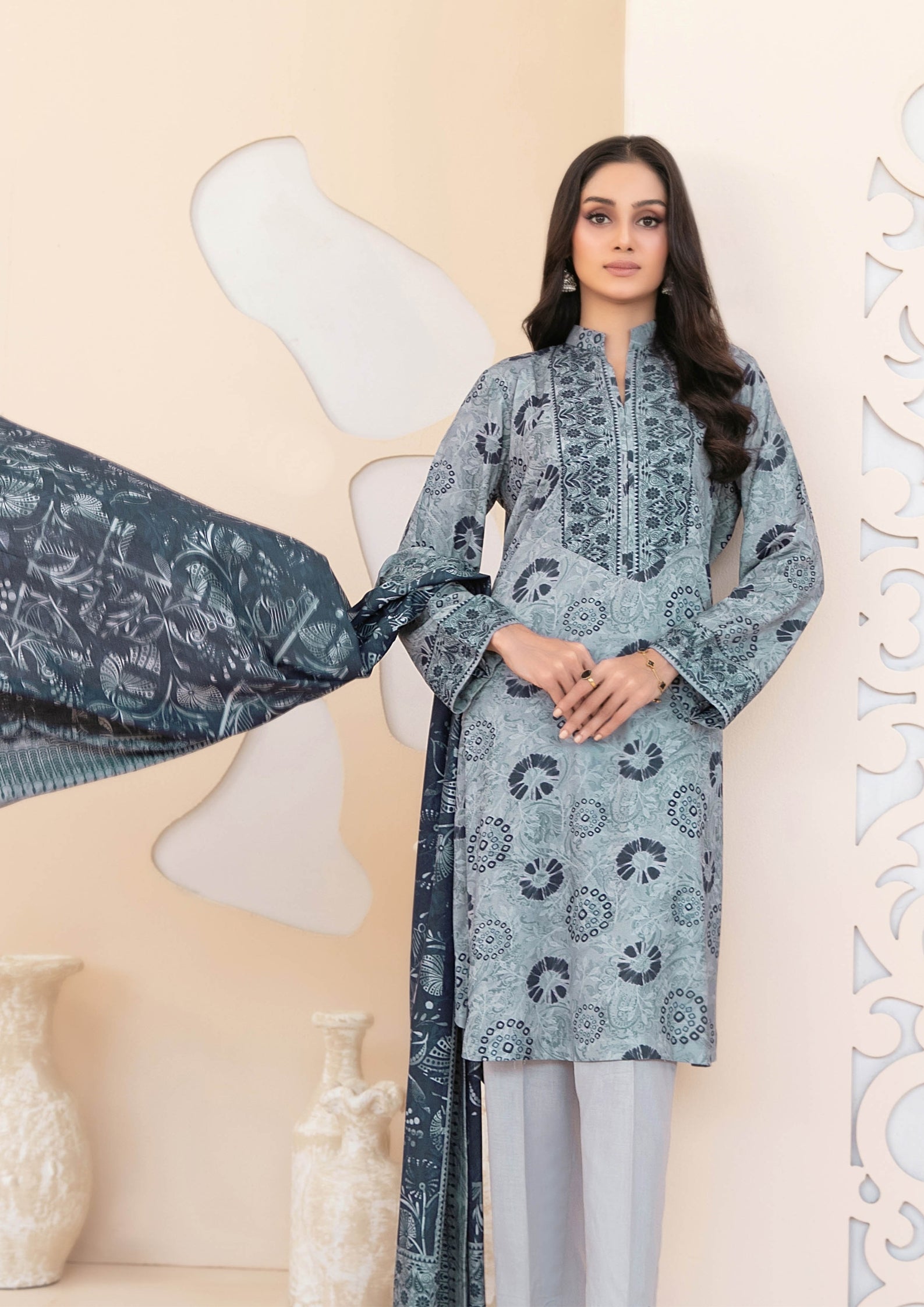 ZEENAT - Unstitched 3-PCS Digital Printed Staple