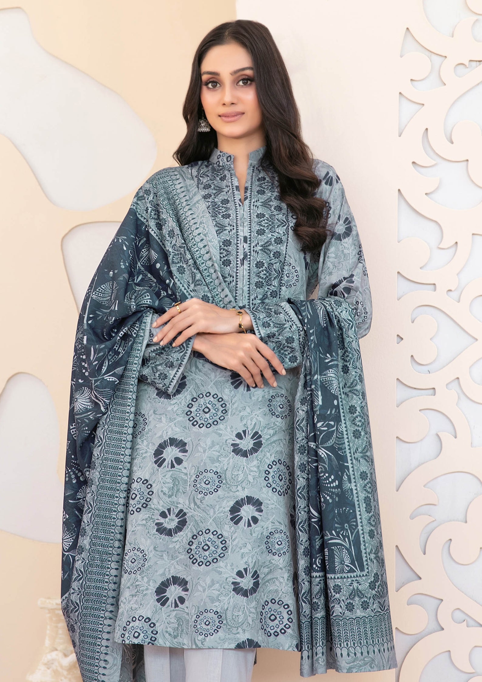 ZEENAT - Unstitched 3-PCS Digital Printed Staple