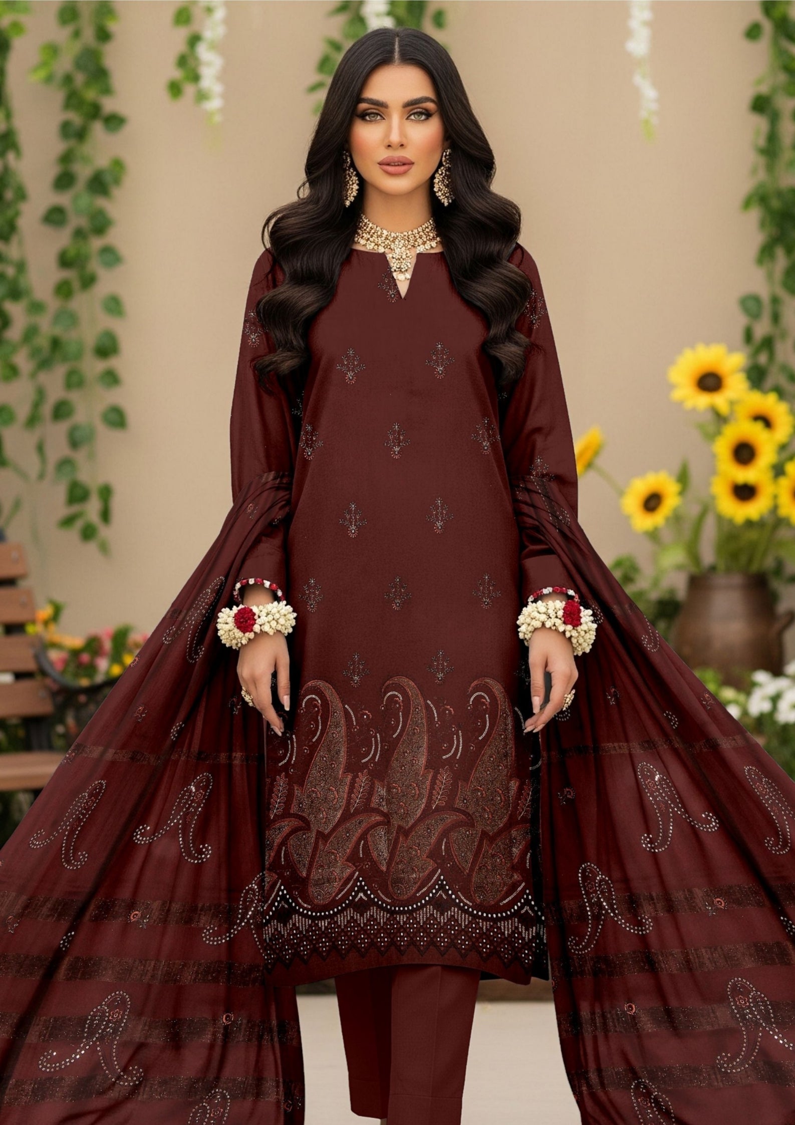 AINA - Unstitched Embroidered Dhanak