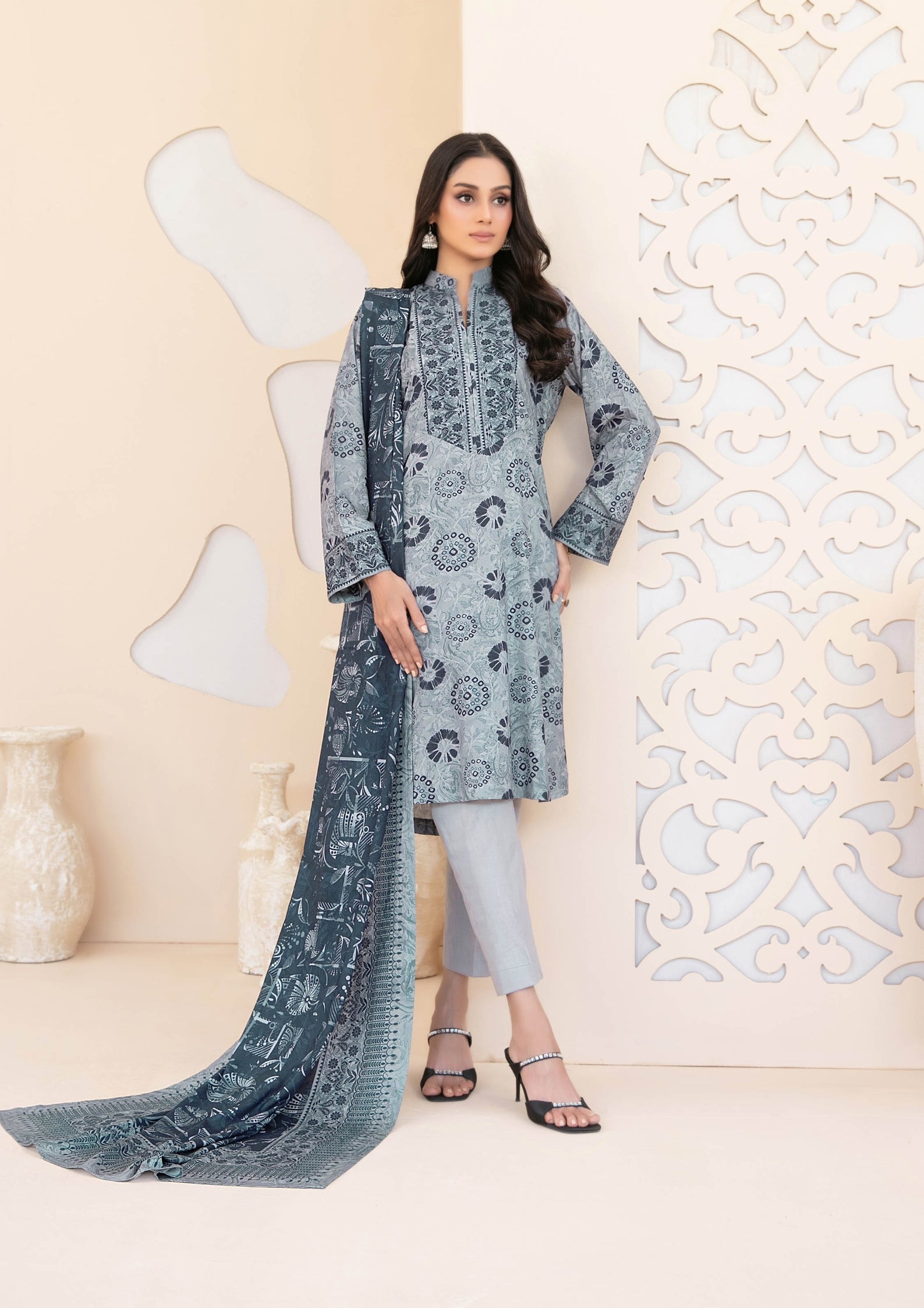 ZEENAT - Unstitched 3-PCS Digital Printed Staple