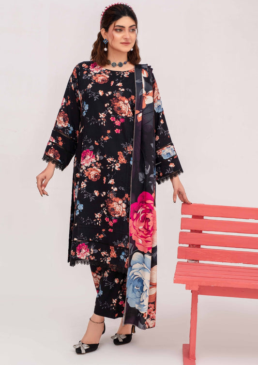Meena - Unstitched 3-Piece Digital Linen