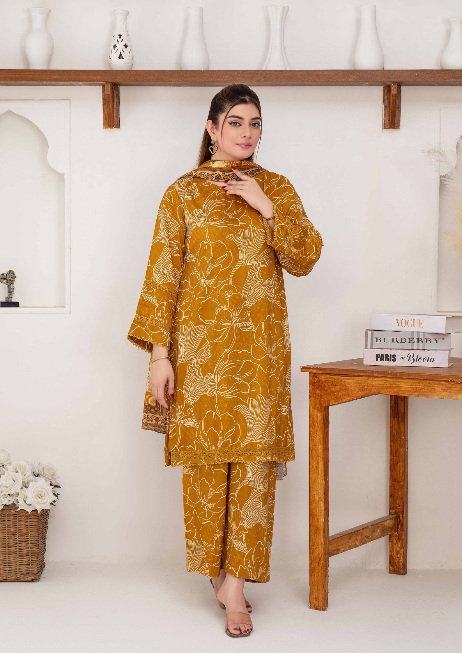 SHAFAQ - Unstitched 3-PCS Bana Dora Linen
