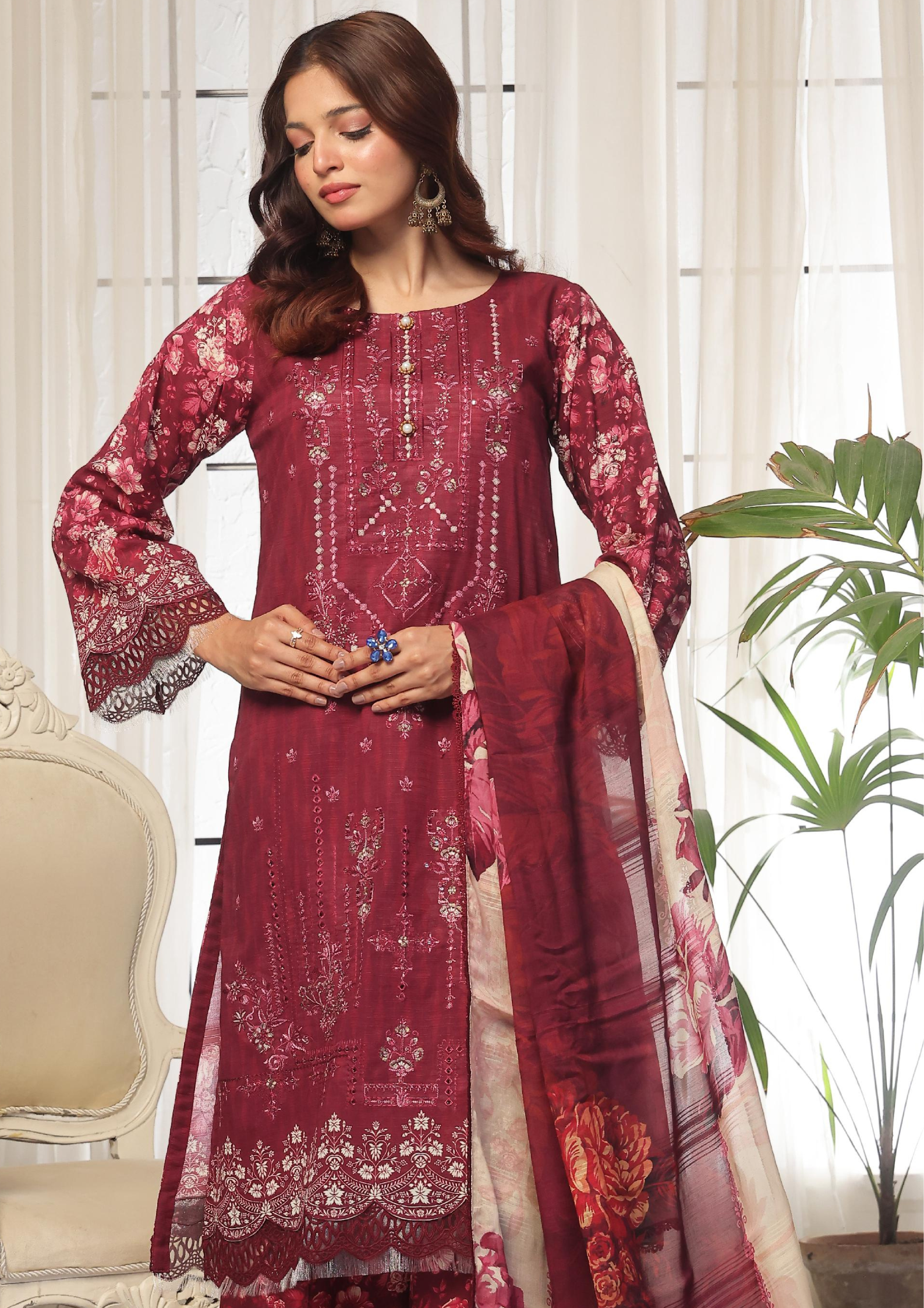CHANDNI RAAT - Unstitched 3-Piece Bana Dora Digital Lawn