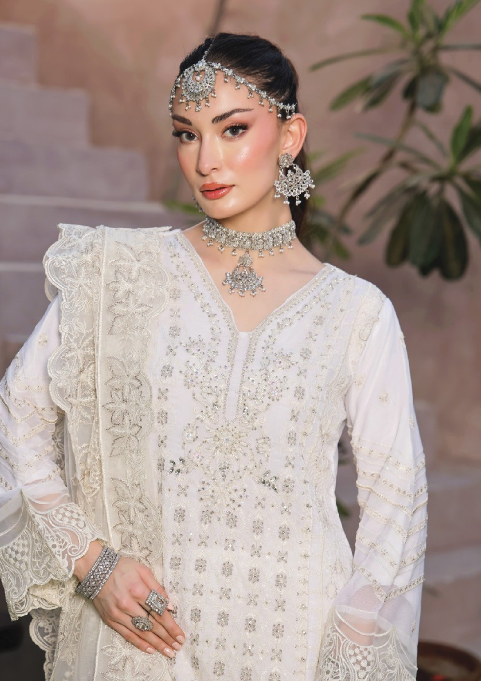 SHEESH MAHAL - Semi Stitched 3 - Piece Embroidered