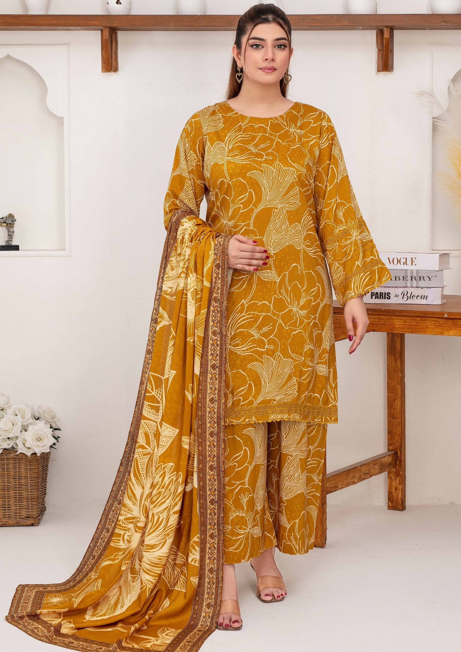 SHAFAQ - Unstitched 3-PCS Bana Dora Linen