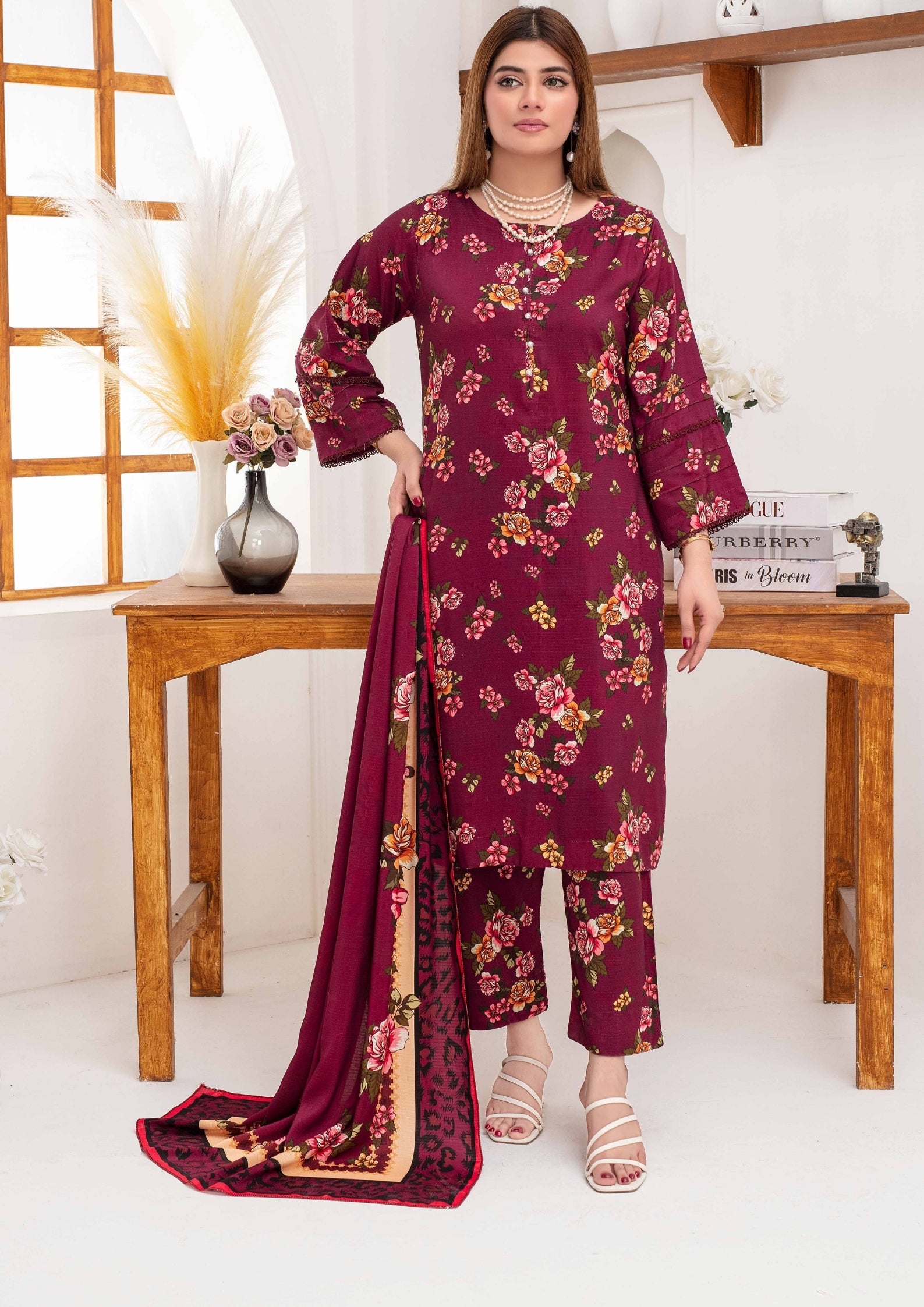 SHAFAQ - Unstitched 3-PCS Bana Dora Linen