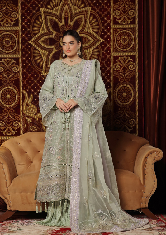 MEHRUNISSA - Unstitched 3-Piece Embroidered Organza