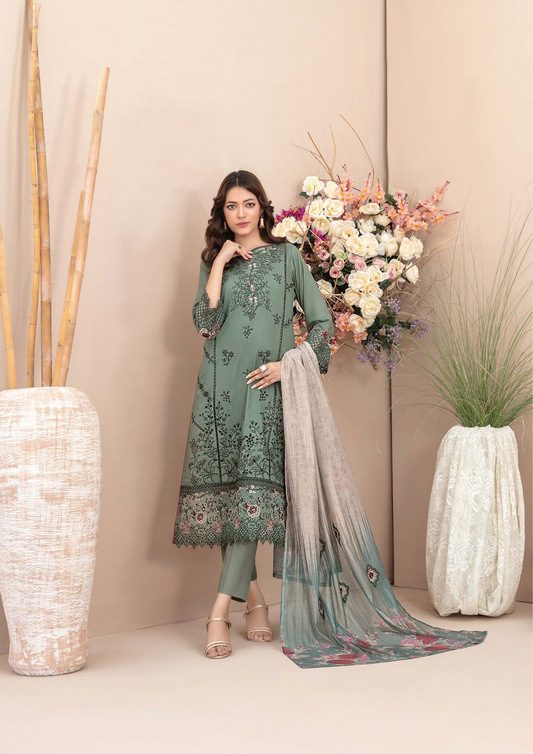 ERSA - Semi Stitched 3-Piece Embroidered Lawn