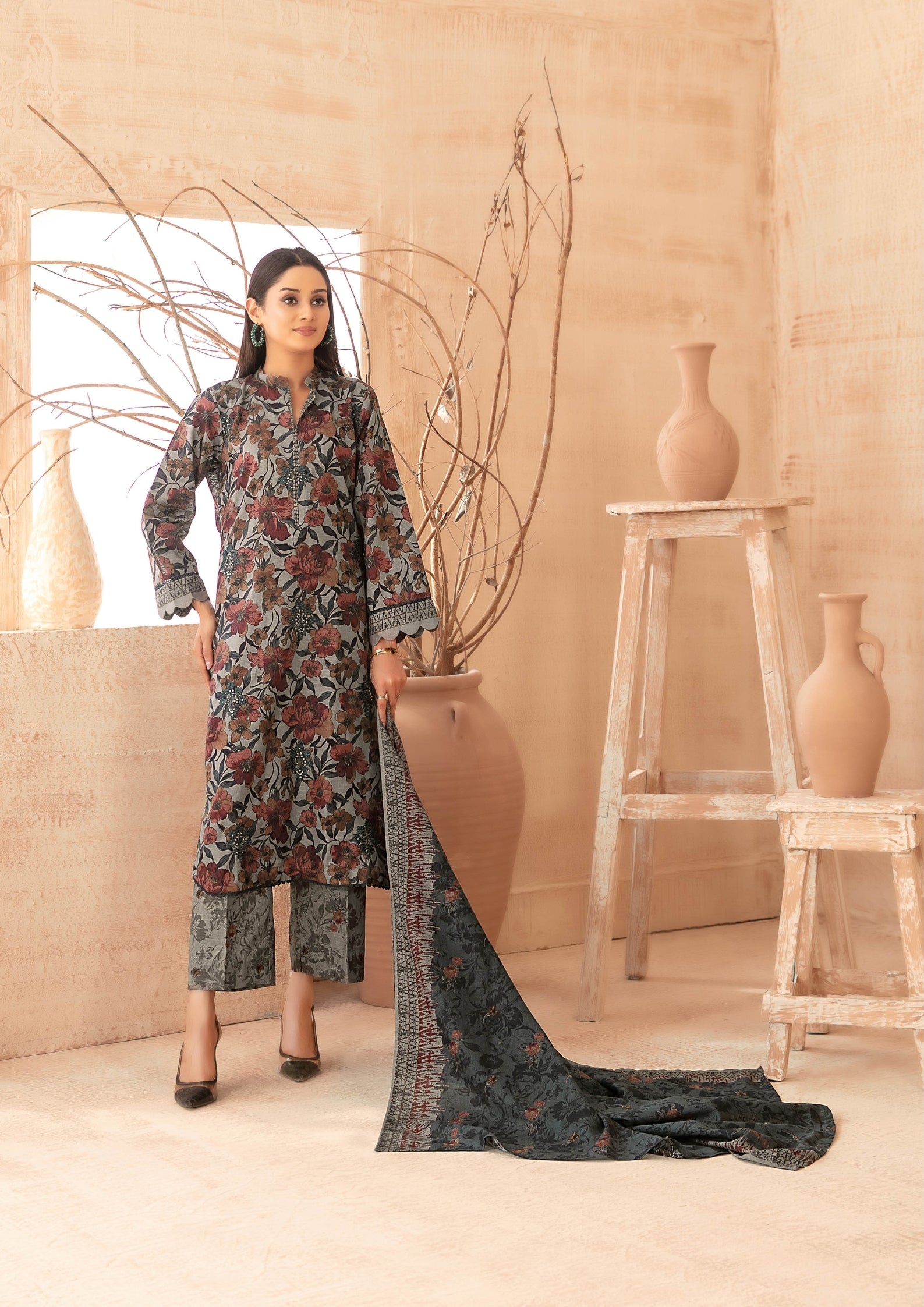 ZIMAL - Unstitched Embroidered Khaddar