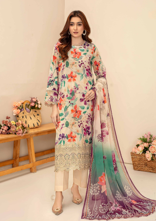 AQAS - Unstitched 3-Piece Digital Printed