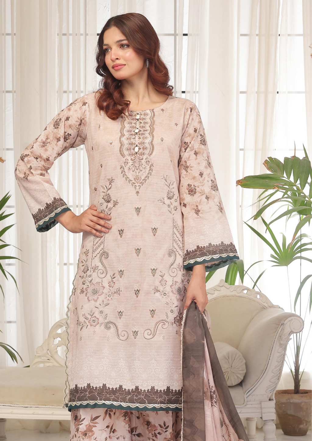 CHANDNI RAAT - Unstitched 3-Piece Bana Dora Digital Lawn