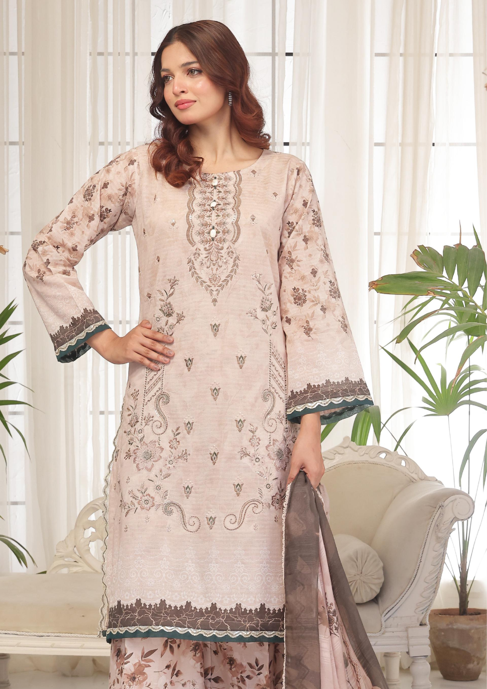 CHANDNI RAAT - Unstitched 3-Piece Bana Dora Digital Lawn