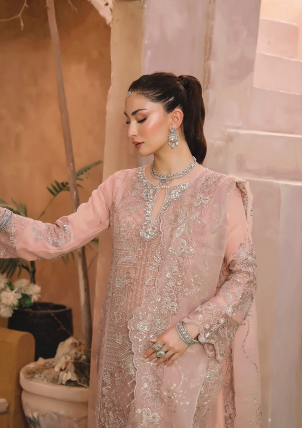 SHEESH MAHAL - Semi Stitched 3 - Piece Embroidered