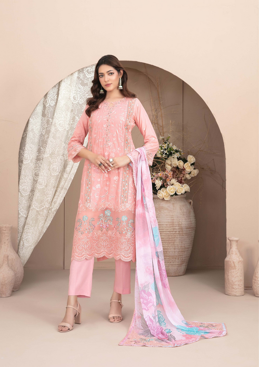 ERSA - Semi Stitched 3-Piece Embroidered Lawn