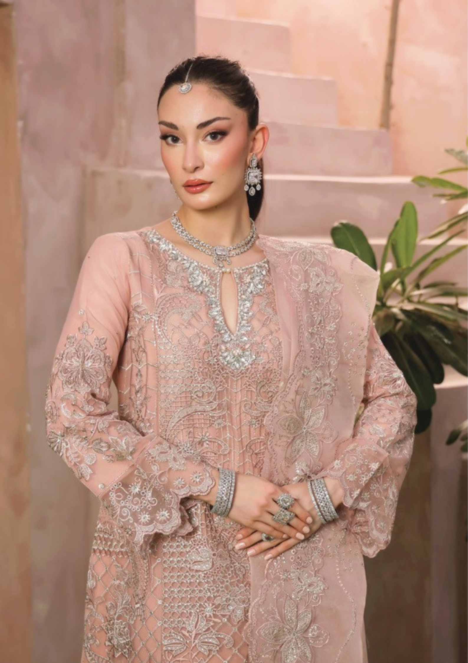 SHEESH MAHAL - Semi Stitched 3 - Piece Embroidered