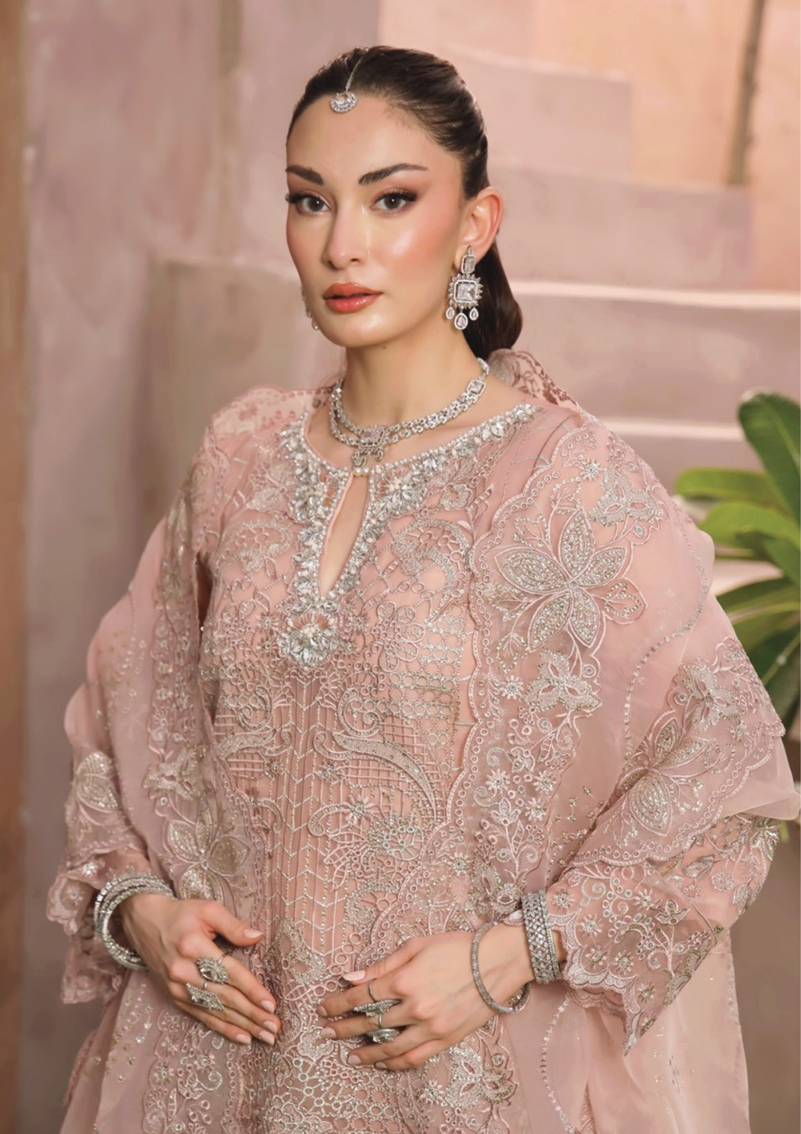 SHEESH MAHAL - Semi Stitched 3 - Piece Embroidered