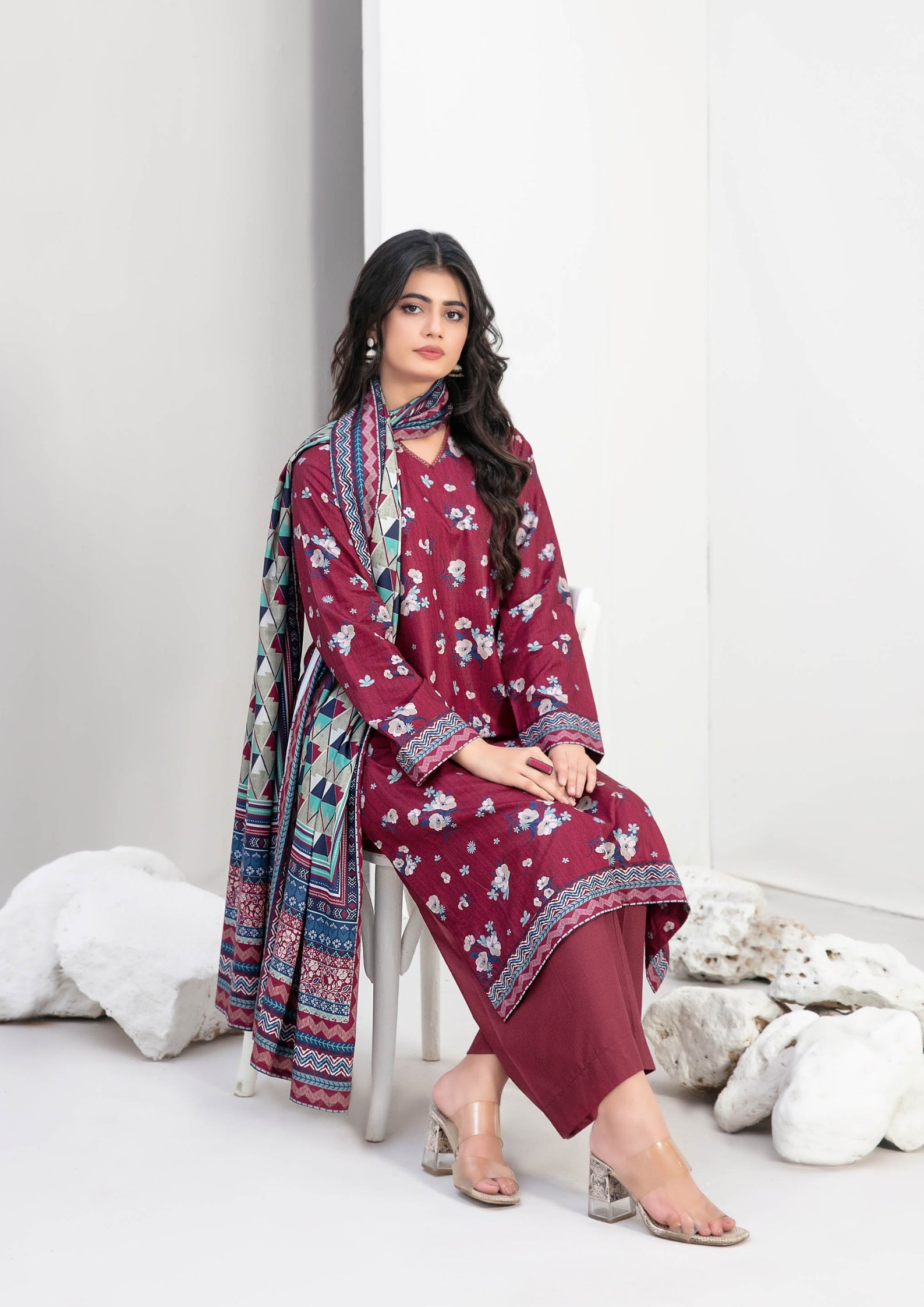 ZEENAT - Unstitched 3-PCS Digital Printed Staple