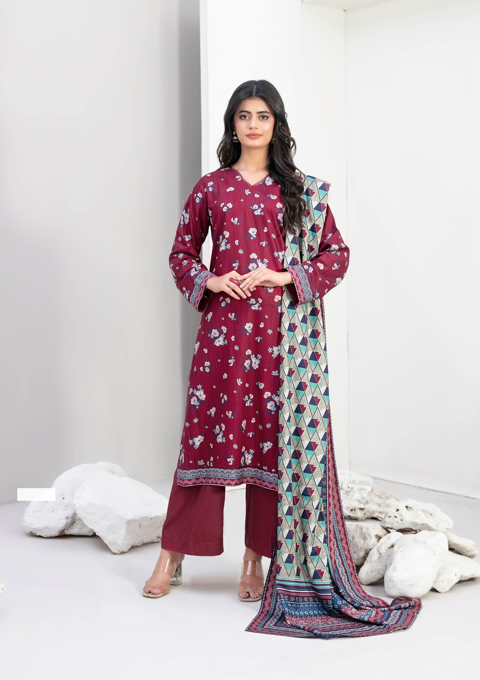 ZEENAT - Unstitched 3-PCS Digital Printed Staple