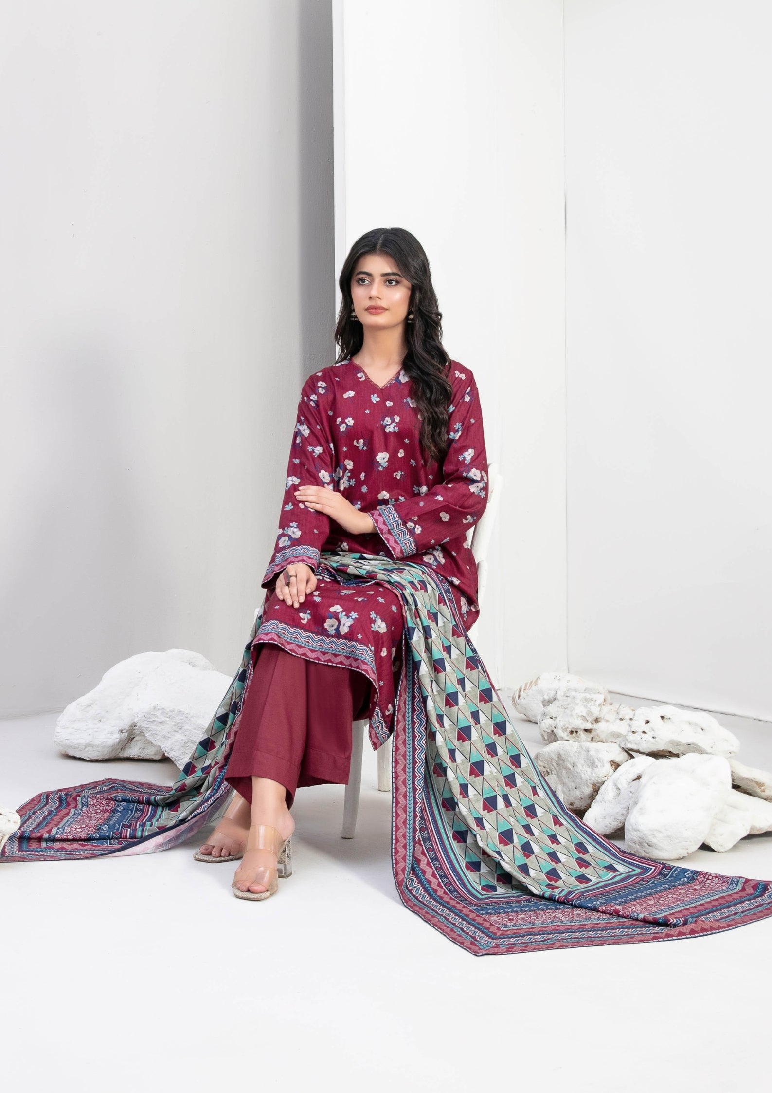 ZEENAT - Unstitched 3-PCS Digital Printed Staple
