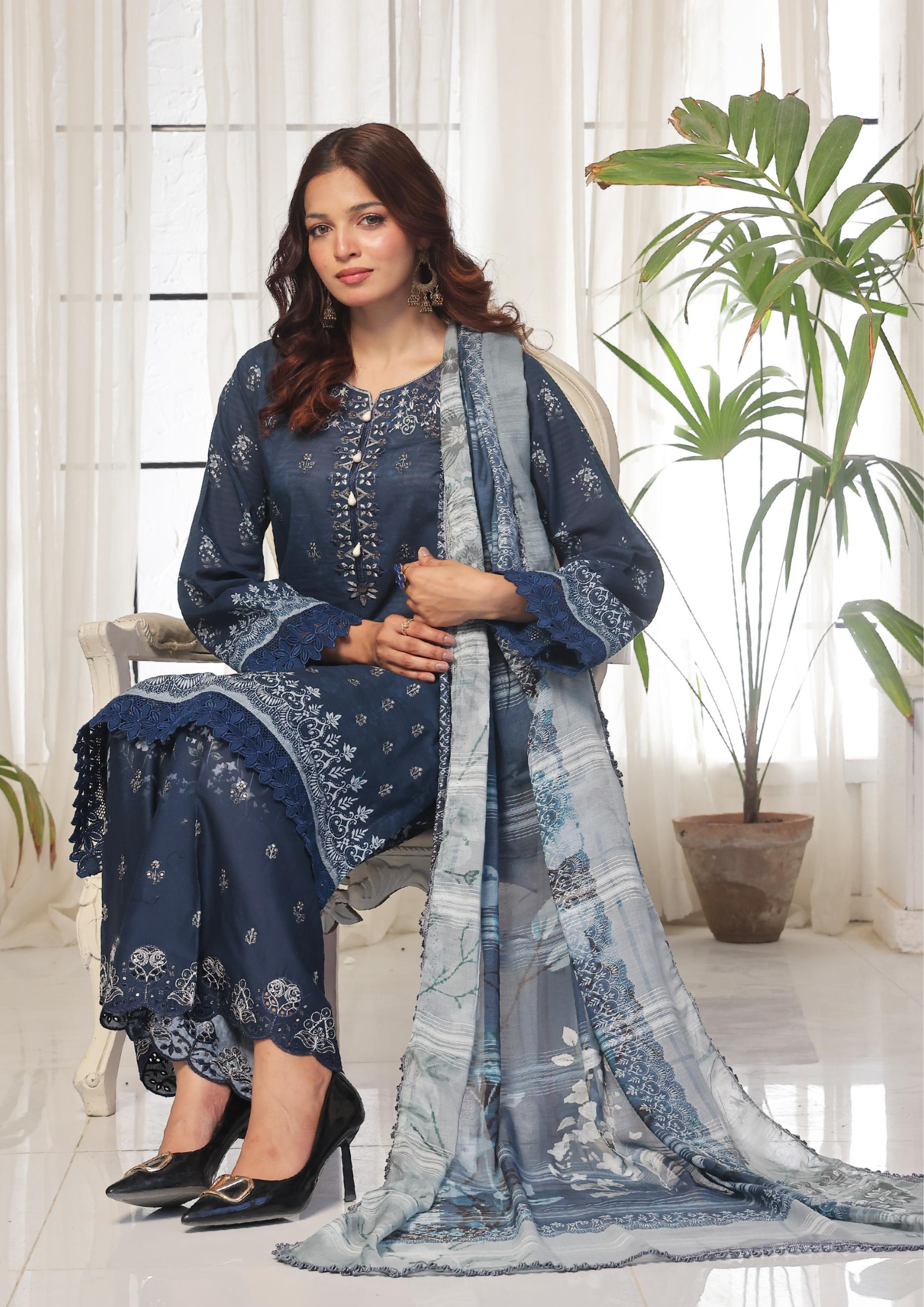 CHANDNI RAAT - Unstitched 3-Piece Bana Dora Digital Lawn
