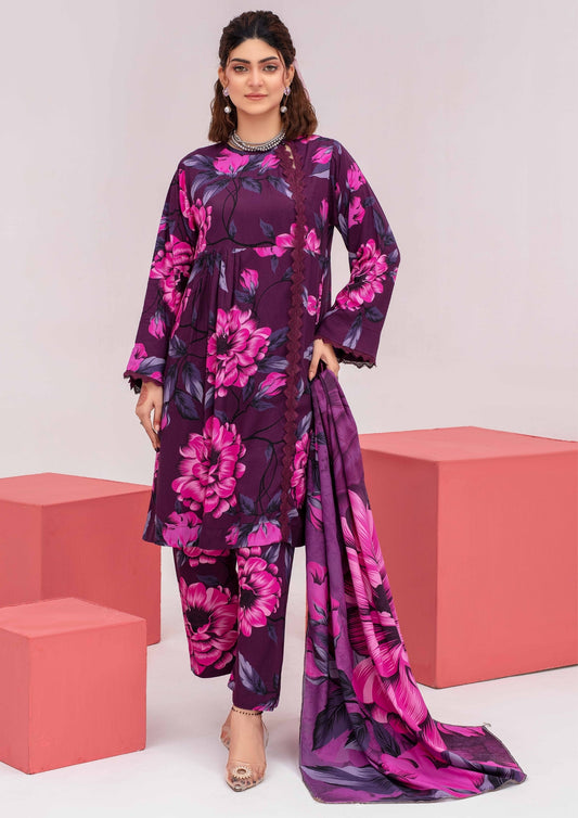 Meena - Unstitched 3-Piece Digital Linen