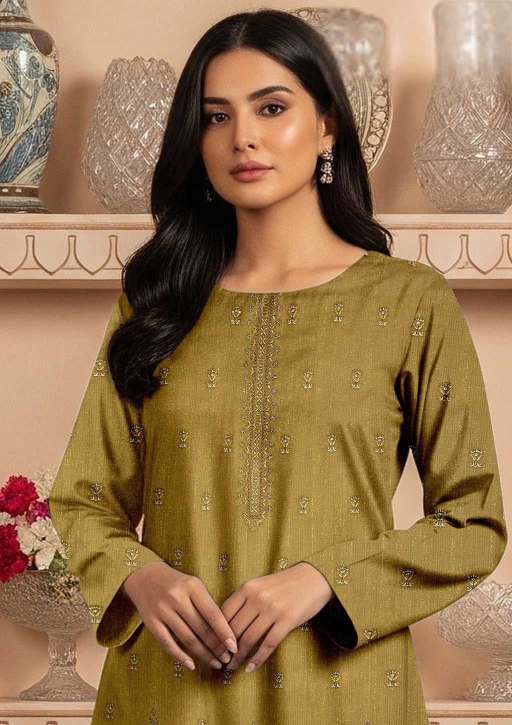 BELLA - Unstitched Embroidered Chamki Dhanak