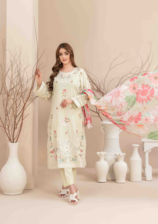 TWIST - Stitched 3-Piece Embroidered Digital Lawn
