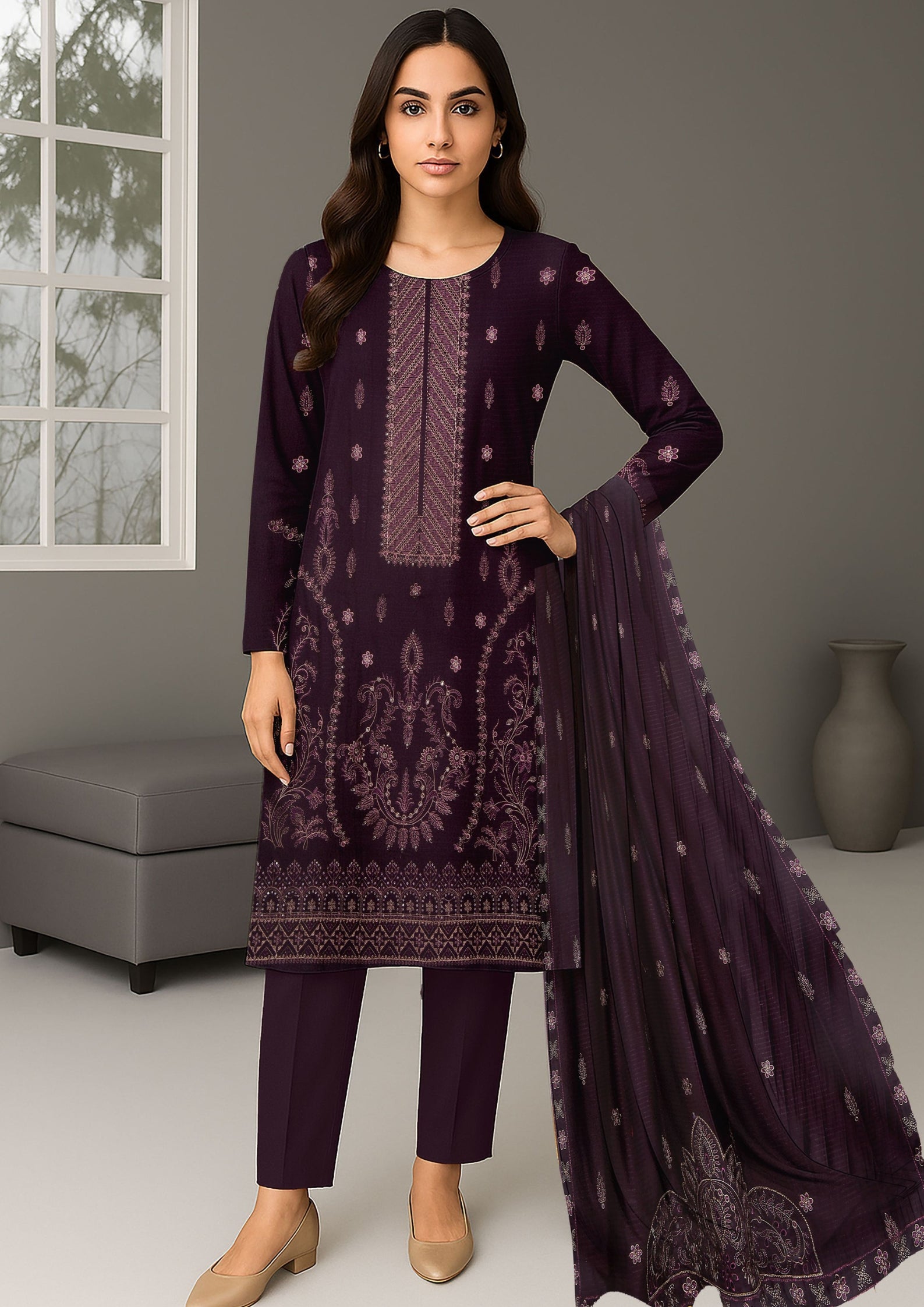 Shabnam - Unstitched 3-Piece Exclusive Dhanak