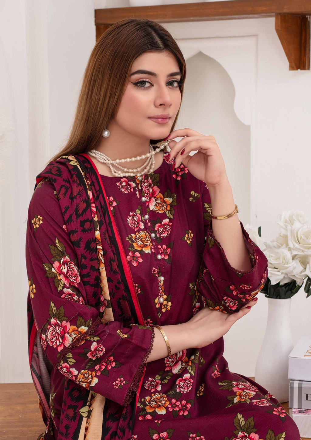 SHAFAQ - Unstitched 3-PCS Bana Dora Linen