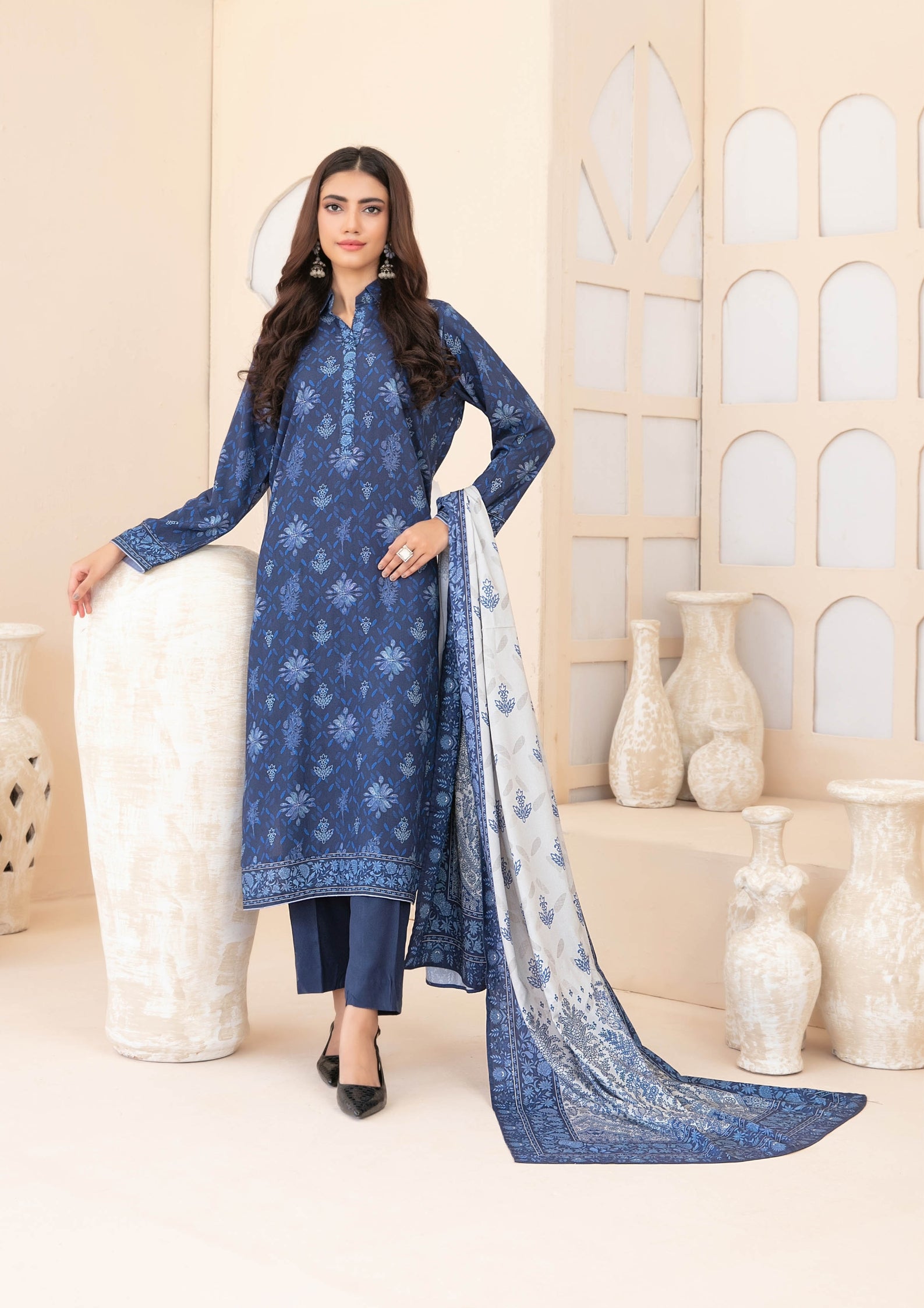 ZEENAT - Unstitched 3-PCS Digital Printed Staple
