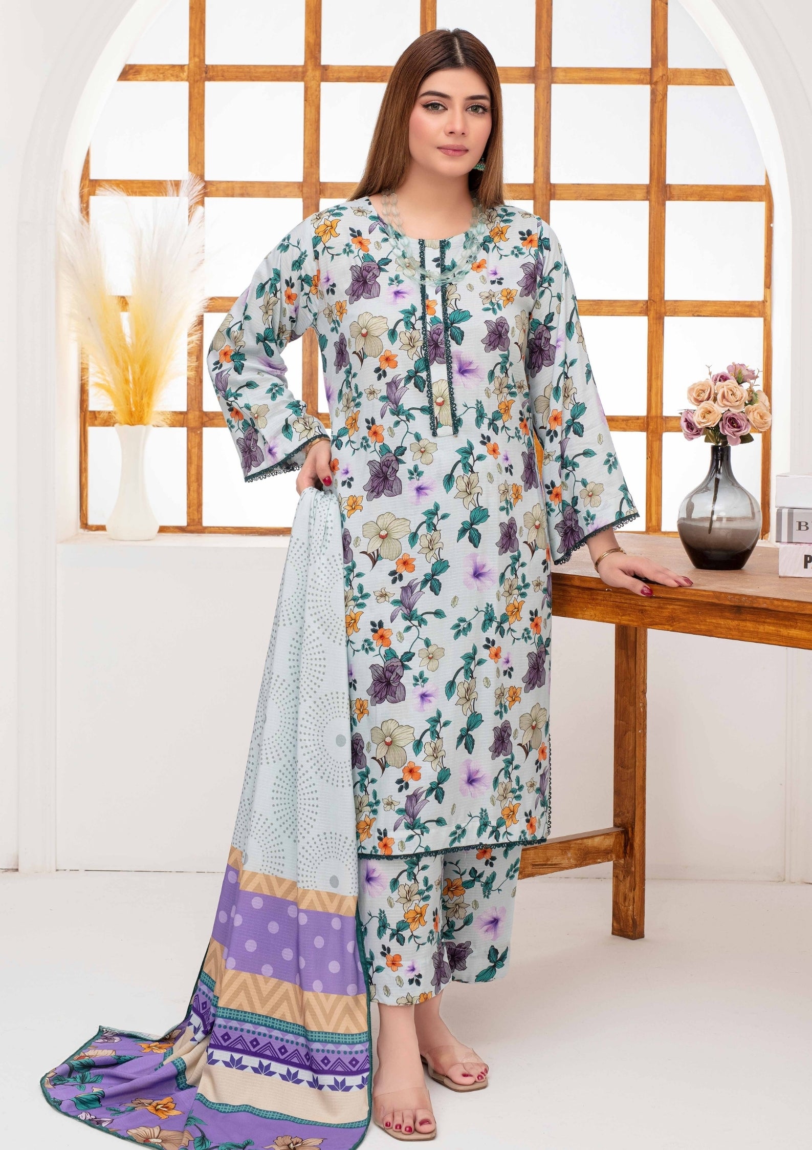 SHAFAQ - Unstitched 3-PCS Bana Dora Linen