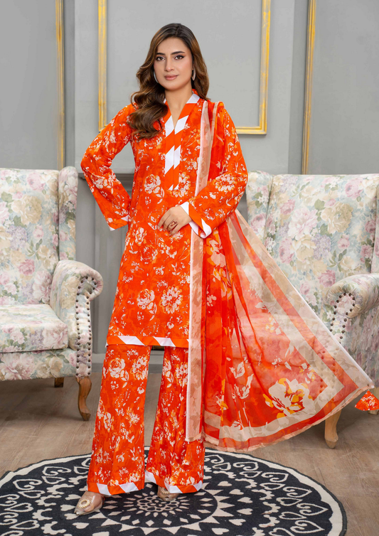 AROOHI - Unstitched 3-Piece Printed Lawn