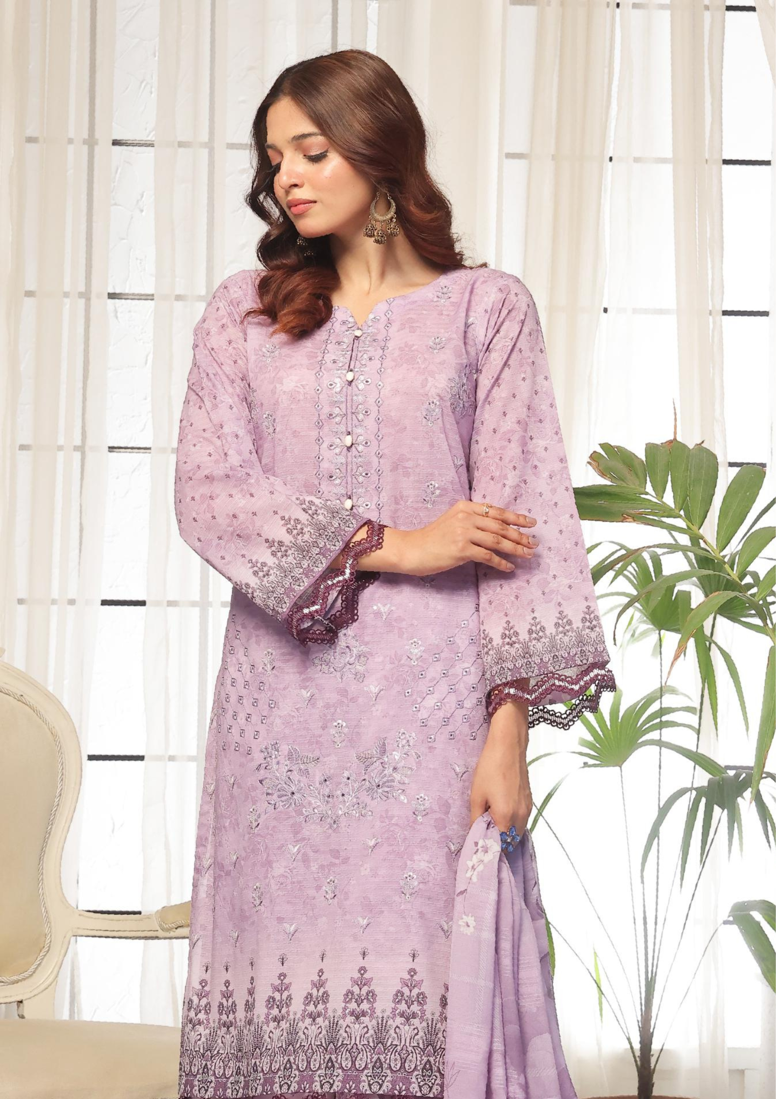 CHANDNI RAAT - Unstitched 3-Piece Bana Dora Digital Lawn