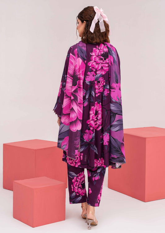 Meena - Unstitched 3-Piece Digital Linen