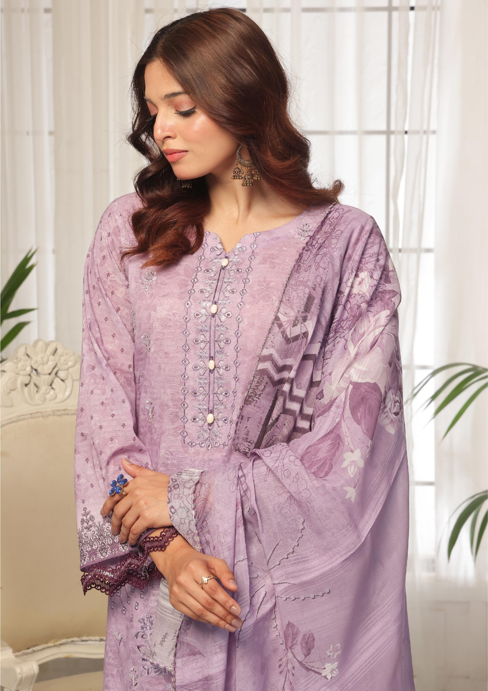 CHANDNI RAAT - Unstitched 3-Piece Bana Dora Digital Lawn