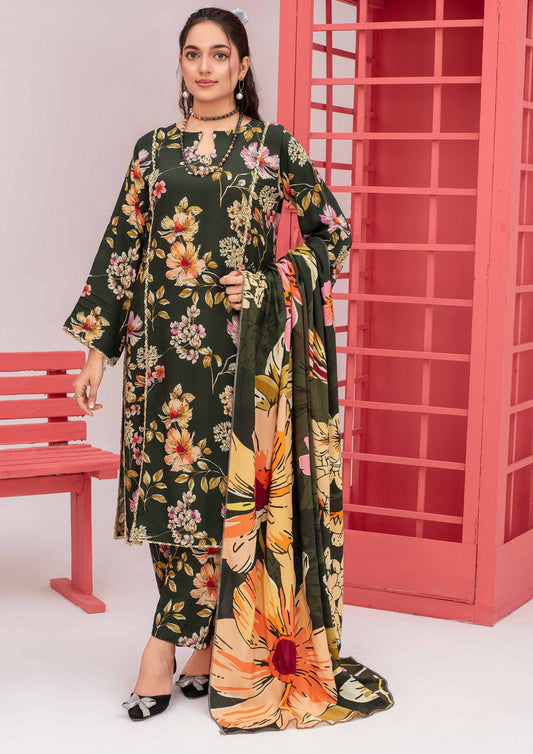 Meena - Unstitched 3-Piece Digital Linen