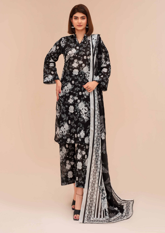 GULL E SIYAH - Unstitched 3-Piece Diigital Printed Lawn
