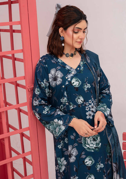 Meena - Unstitched 3-Piece Digital Linen