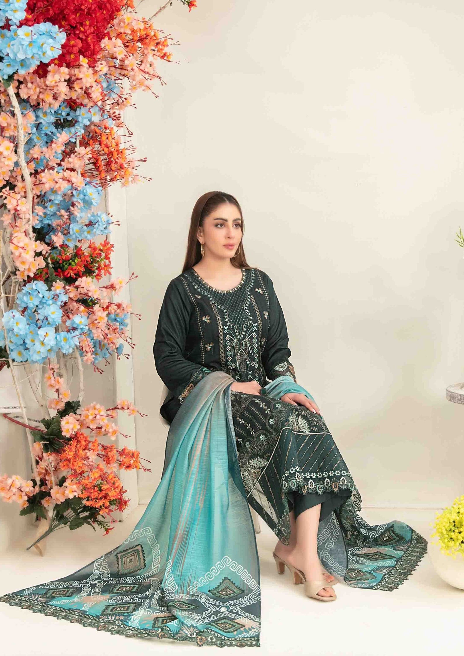 ZAFRAH - Semi-Stitched Embroidered Viscose