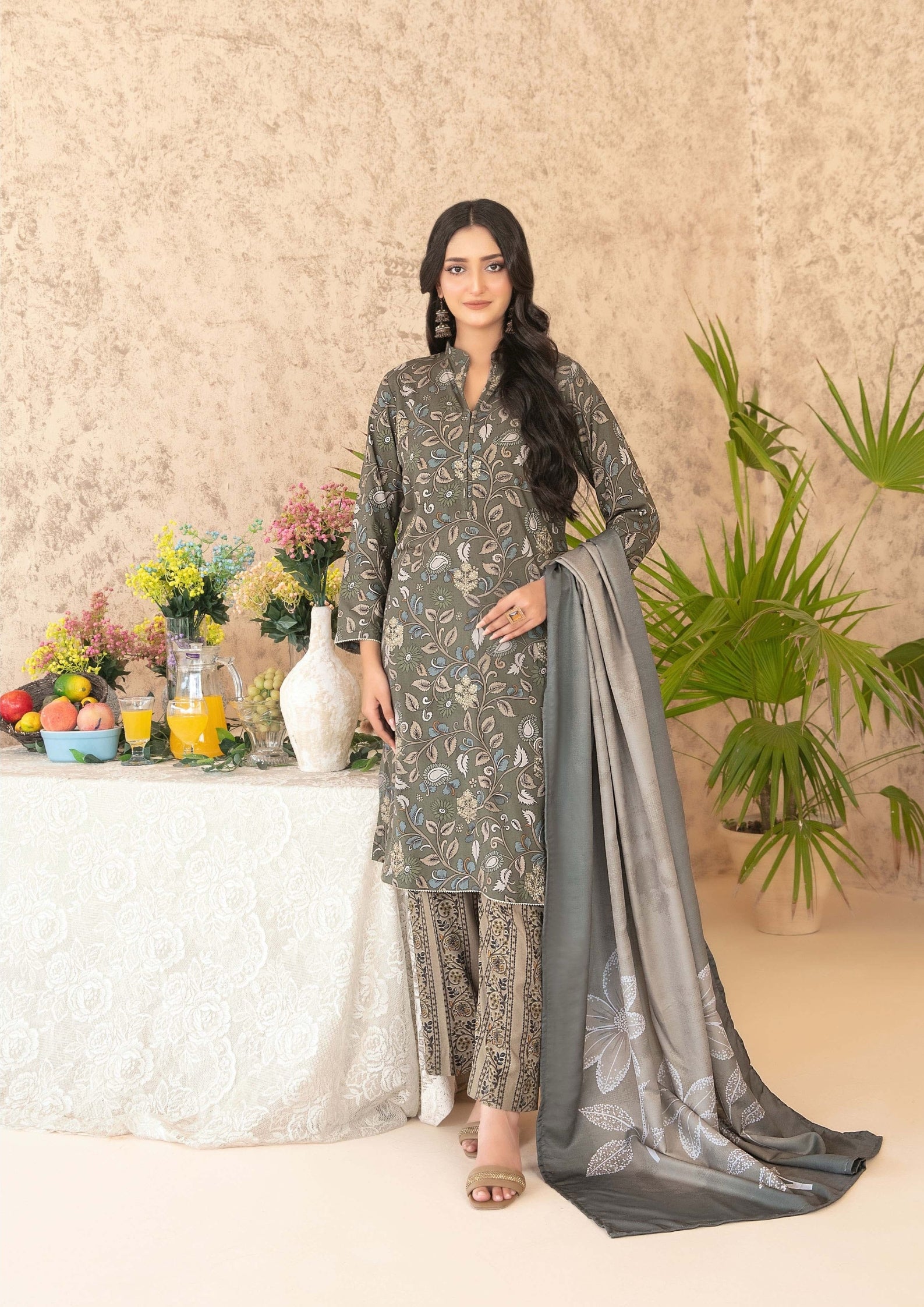 ANCHAL - Unstitched Embroidered Digital Printed Staple