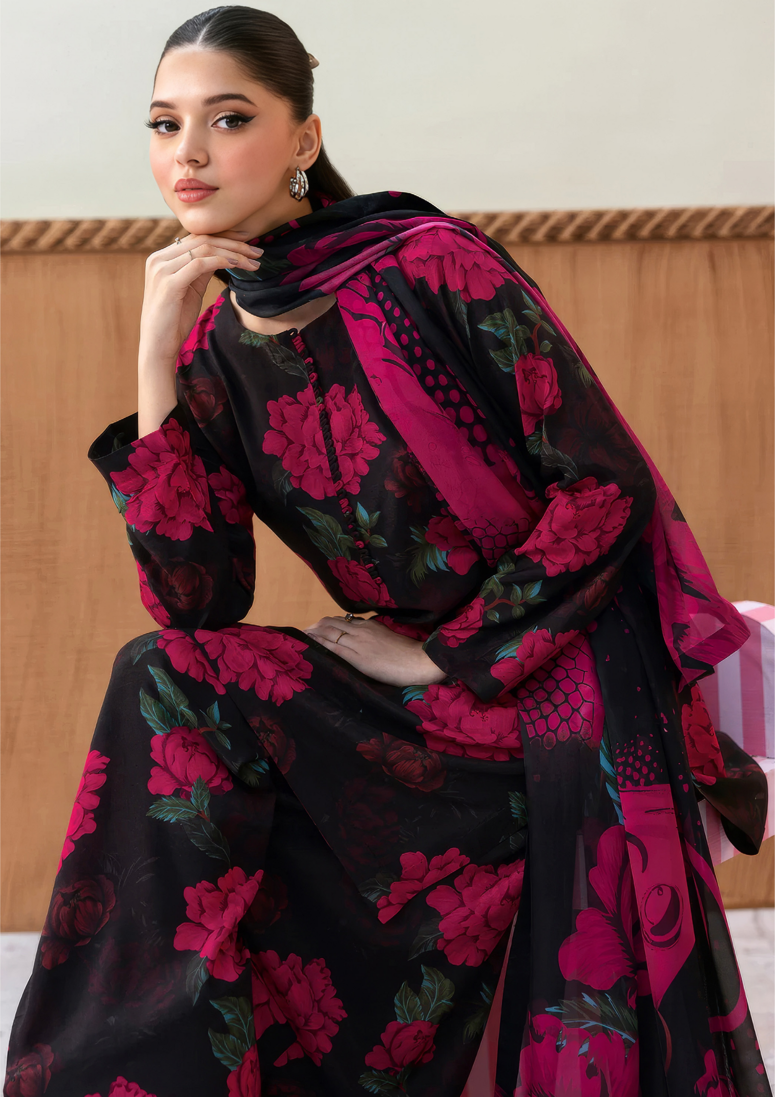 NAQSH-E-NAAZ - Unstitched 3-Piece Digital Bana Dora Lawn
