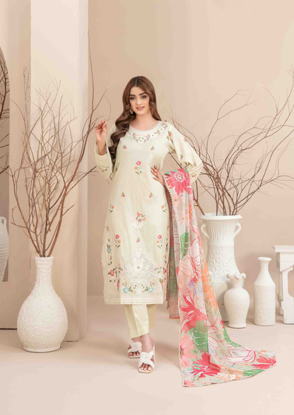 TWIST - Stitched 3-Piece Embroidered Digital Lawn