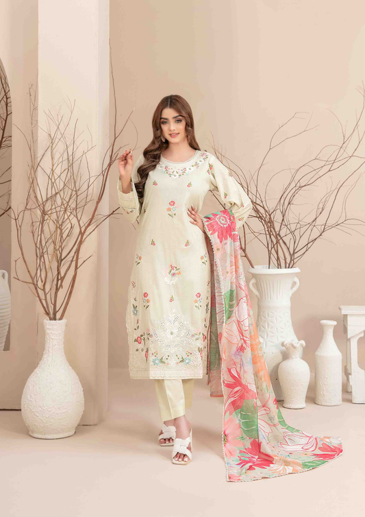 TWIST - Stitched 3-Piece Embroidered Digital Lawn