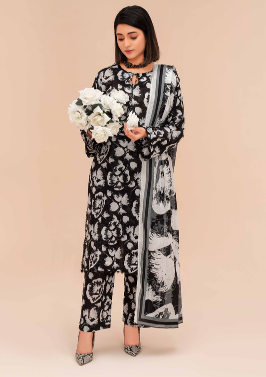 GULL E SIYAH - Unstitched 3-Piece Diigital Printed Lawn