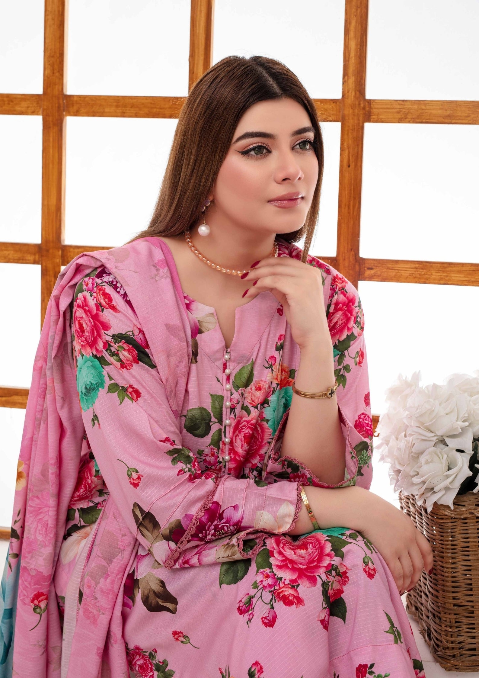SHAFAQ - Unstitched 3-PCS Bana Dora Linen