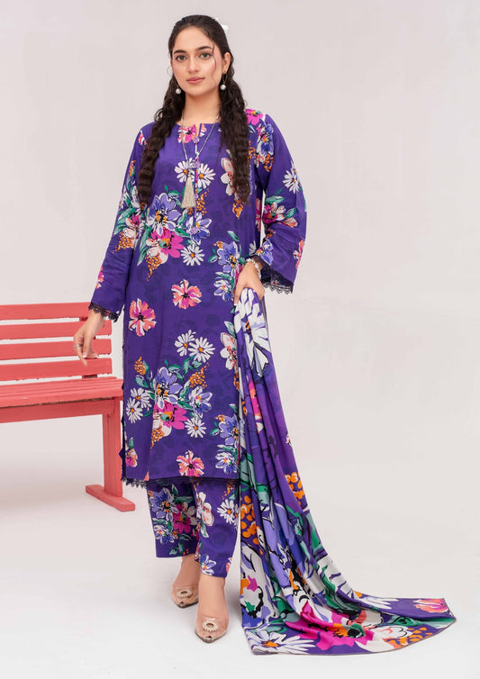 Meena - Unstitched 3-Piece Digital Linen