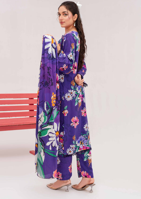 Meena - Unstitched 3-Piece Digital Linen