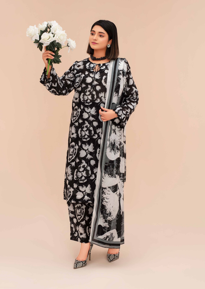 GULL E SIYAH - Unstitched 3-Piece Diigital Printed Lawn