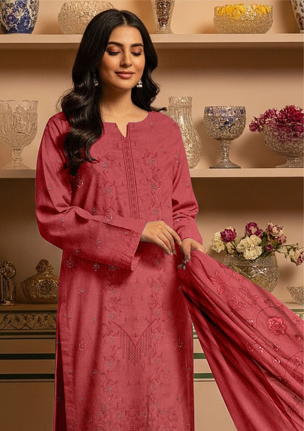 BELLA - Unstitched Embroidered Chamki Dhanak