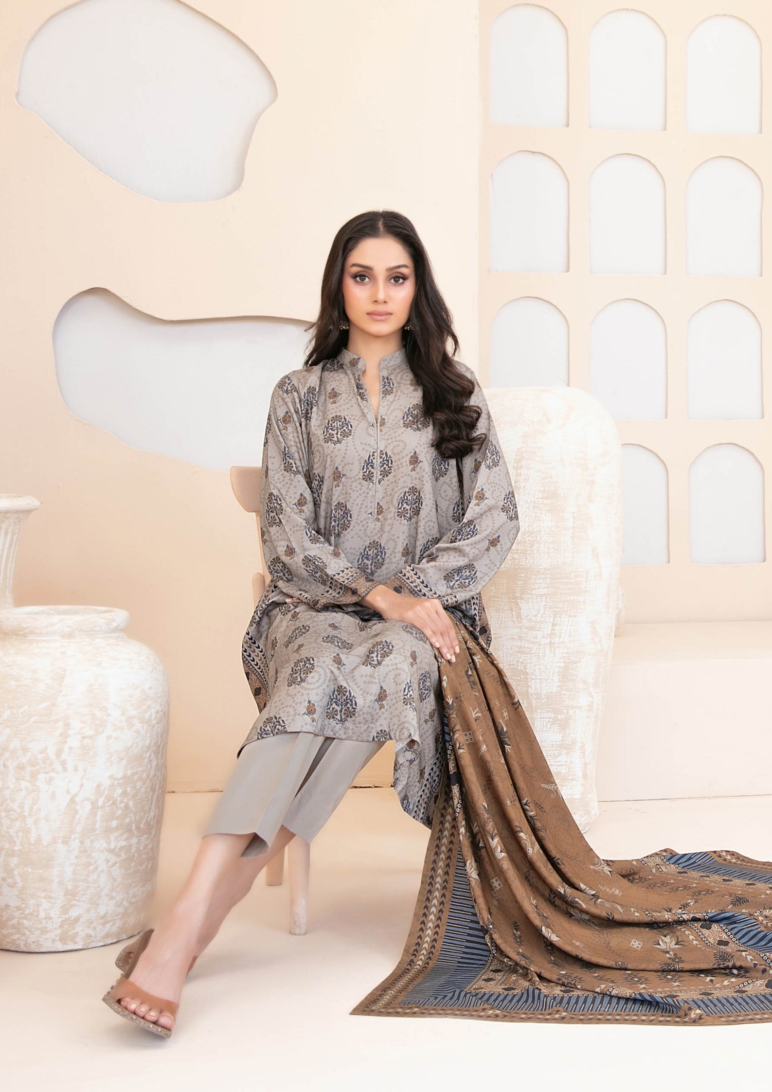 ZEENAT - Unstitched 3-PCS Digital Printed Staple